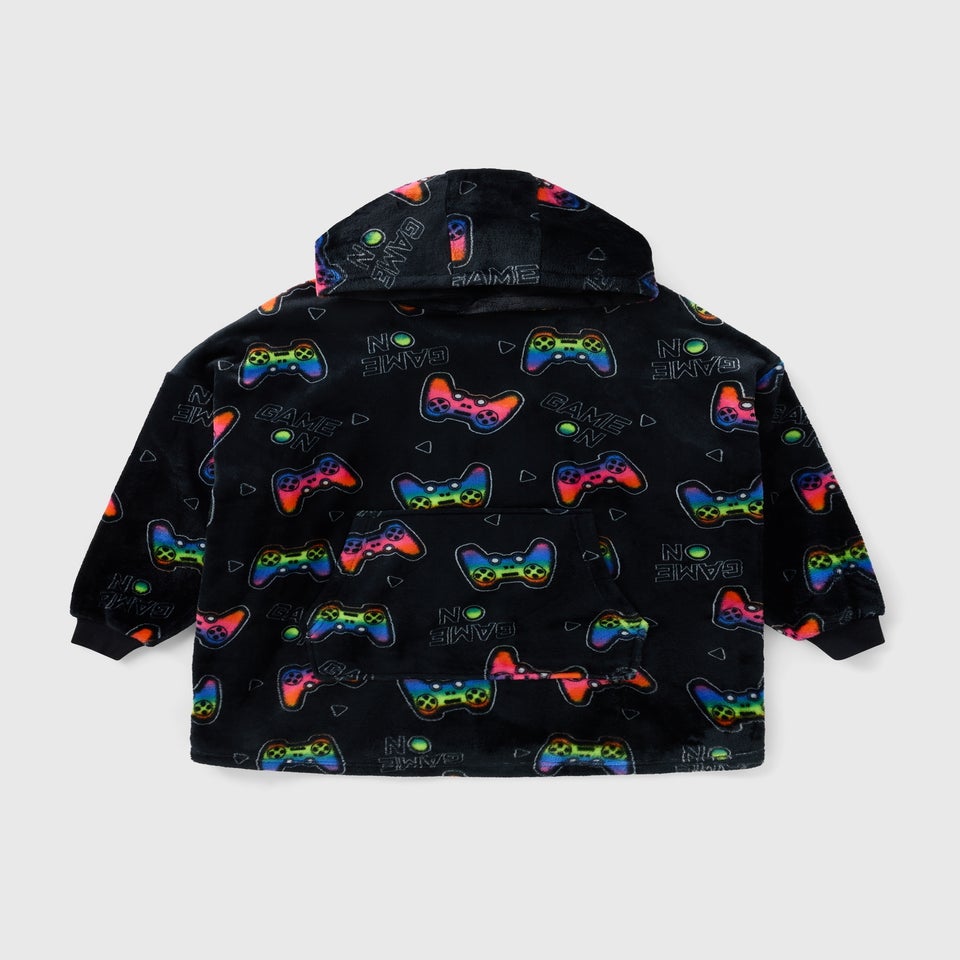 Boys Black Gaming Snuggle Hoodie (3-13yrs)