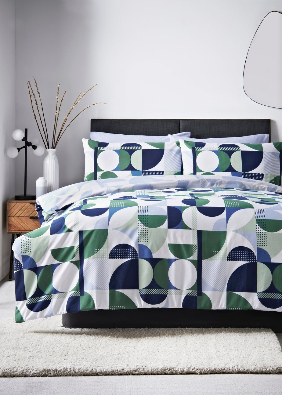 Blue Geometric Duvet Set