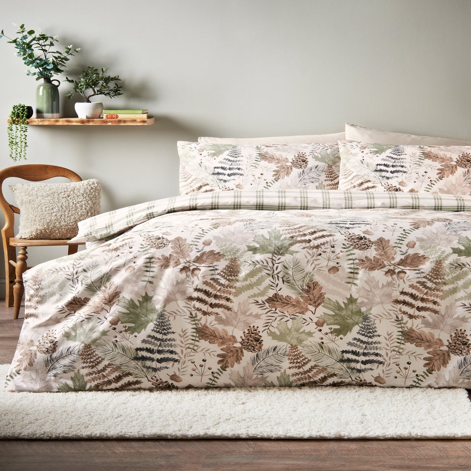 Green Falling Leaves Duvet Set