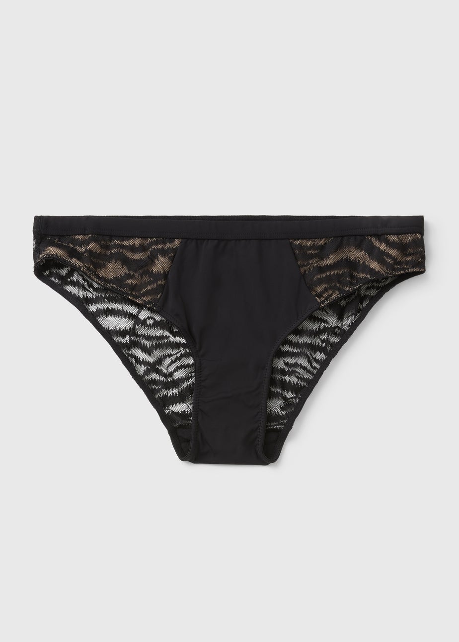 Black Zebra Lace Brazilian Briefs
