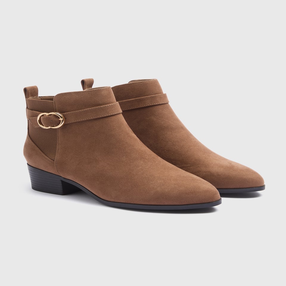 Brown Buckle Block Heel