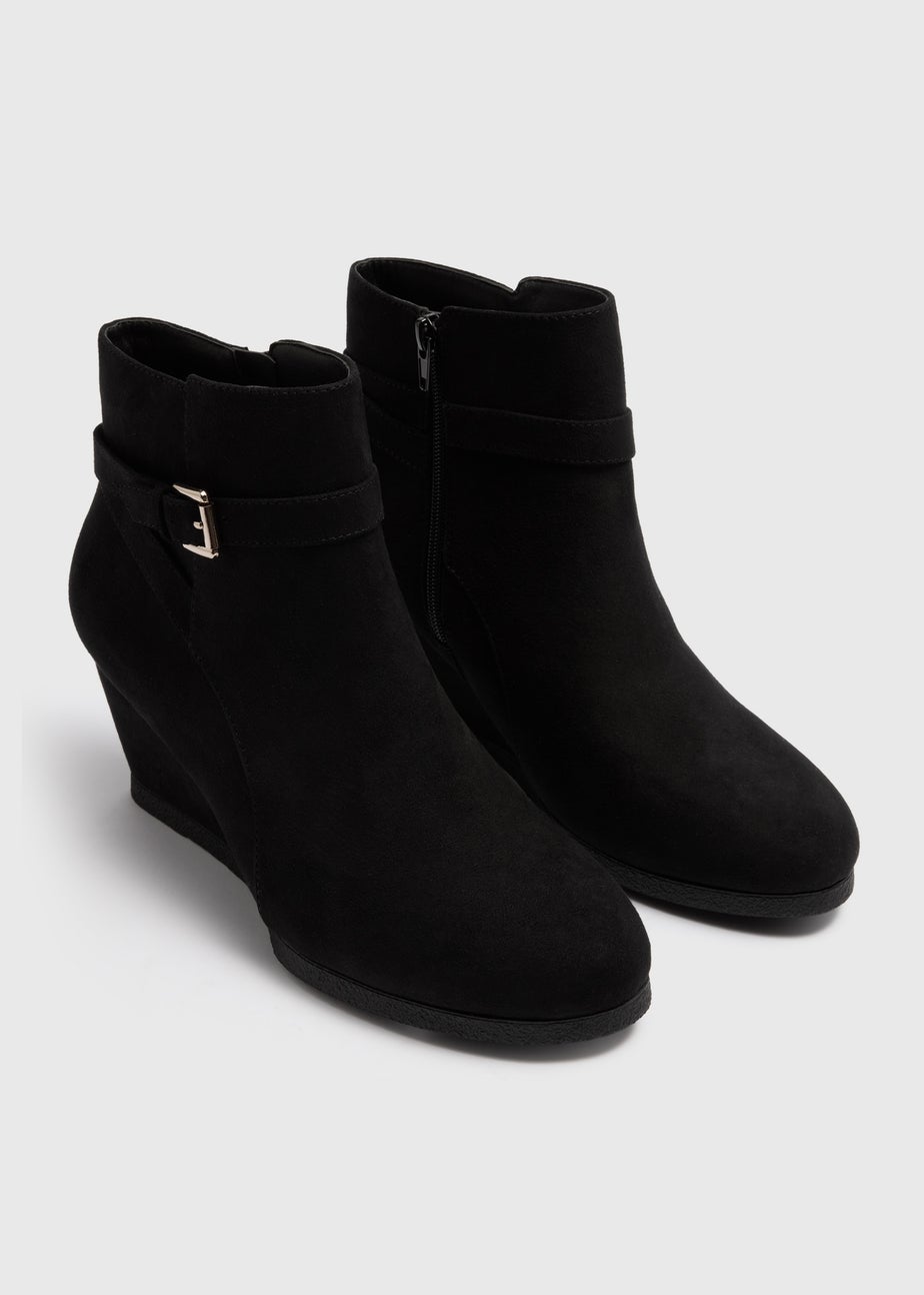 Black Casual Wedge Boots