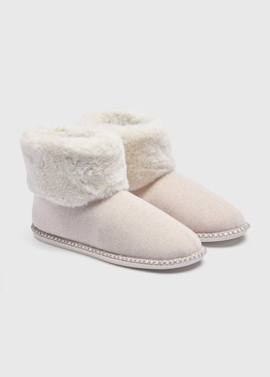 Cream Fur Boot Slipper