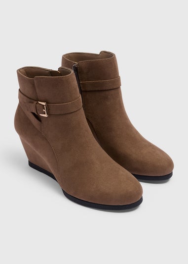 Brown Wedge Ankle Boots