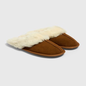 Tan Suede Trim Mules