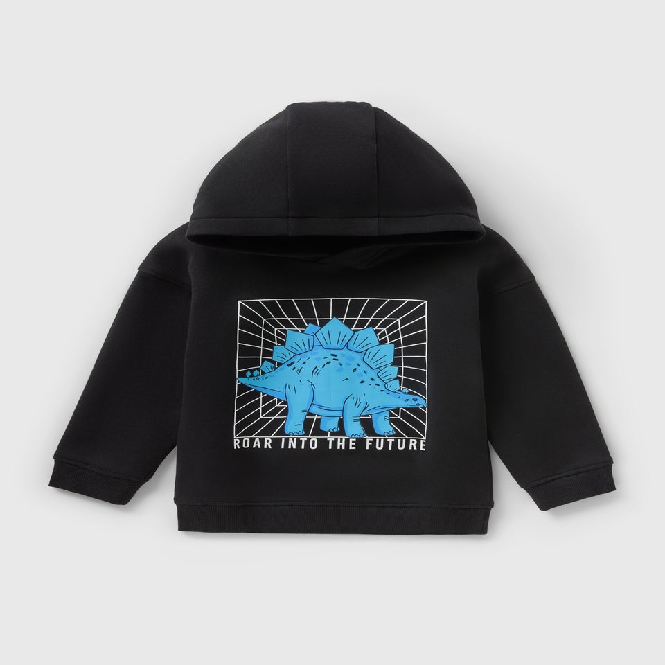 Boys Black Dino Future Hoodie (1-7yrs)