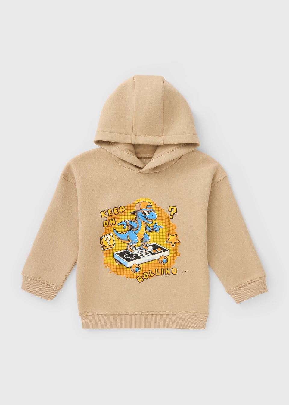 Boys Tan Dino Skate Hoodie (1-7yrs)