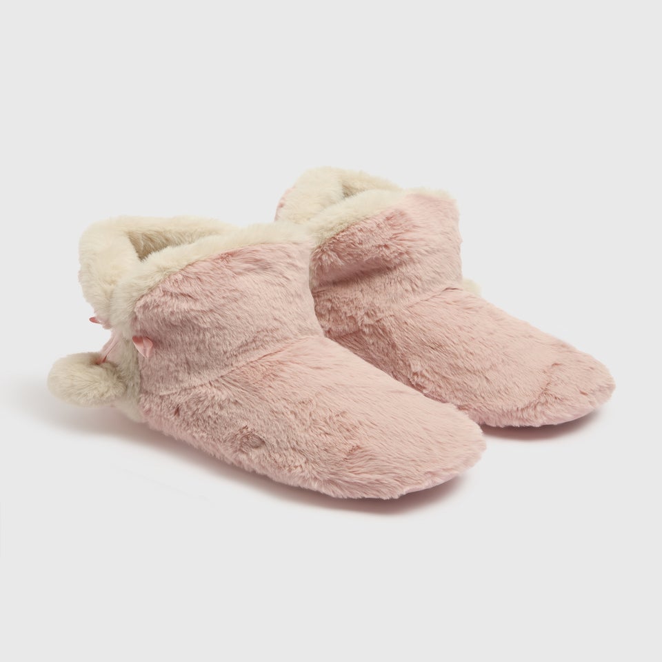 Pink Fur Pom-Pom Slippers