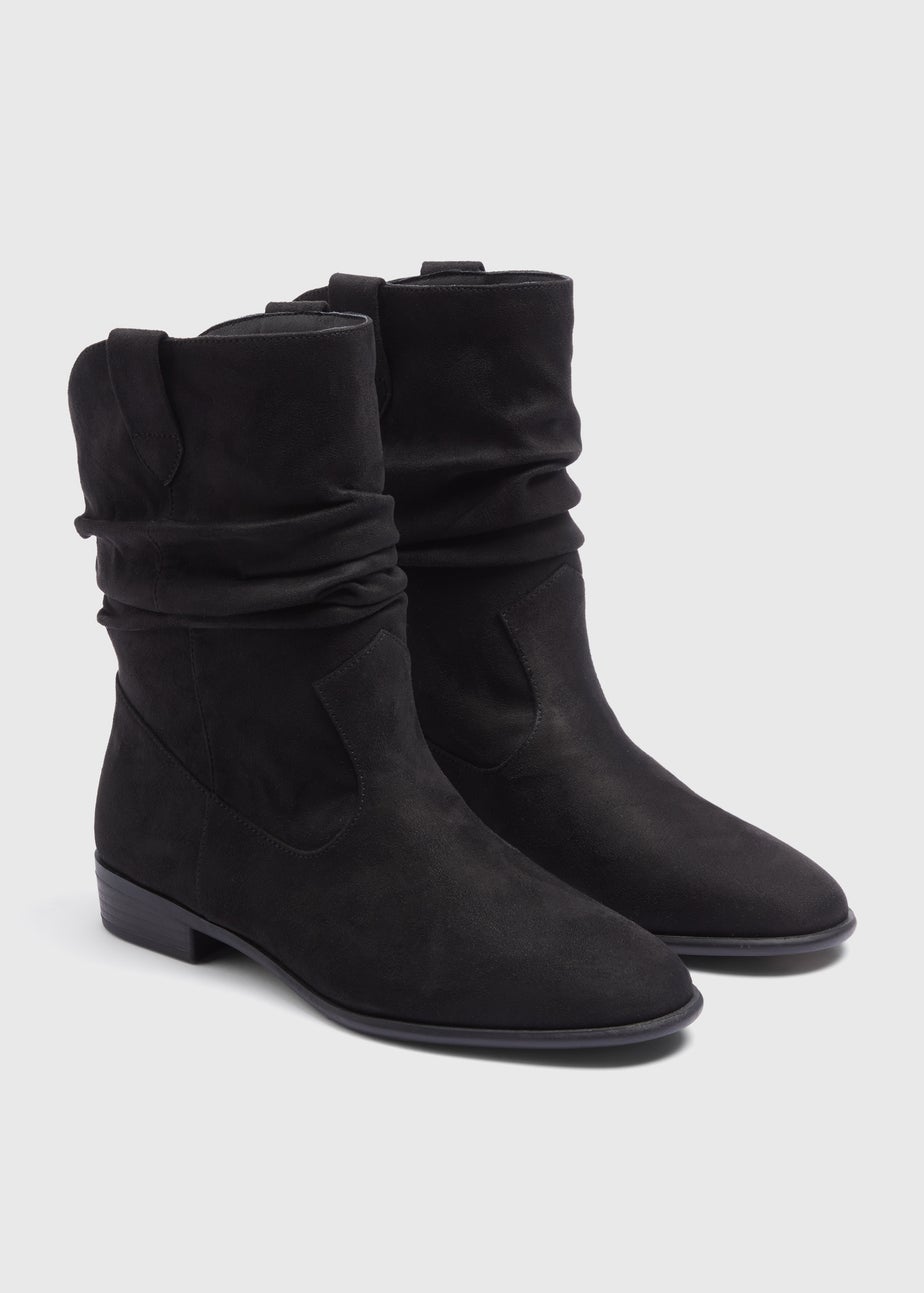 Black Slouch Flat Boots