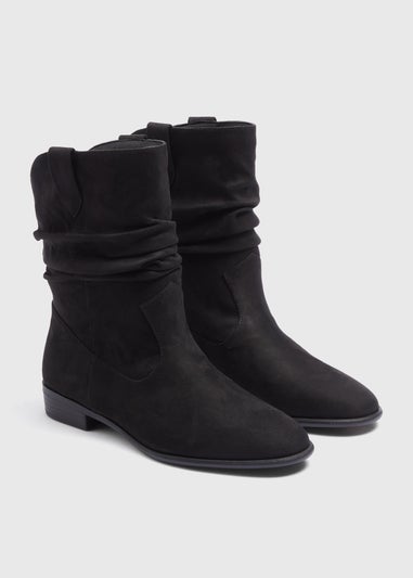 Black Slouch Flat Boots