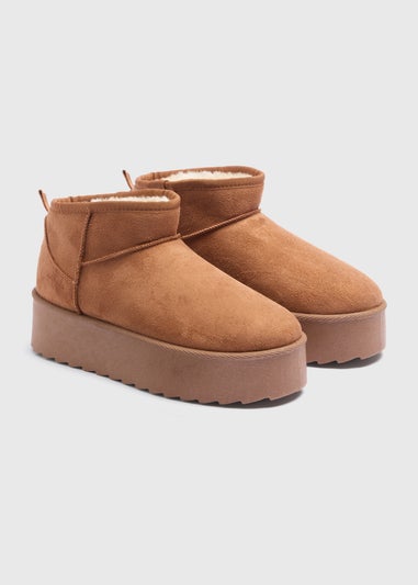 Tan Platform Snug Boots