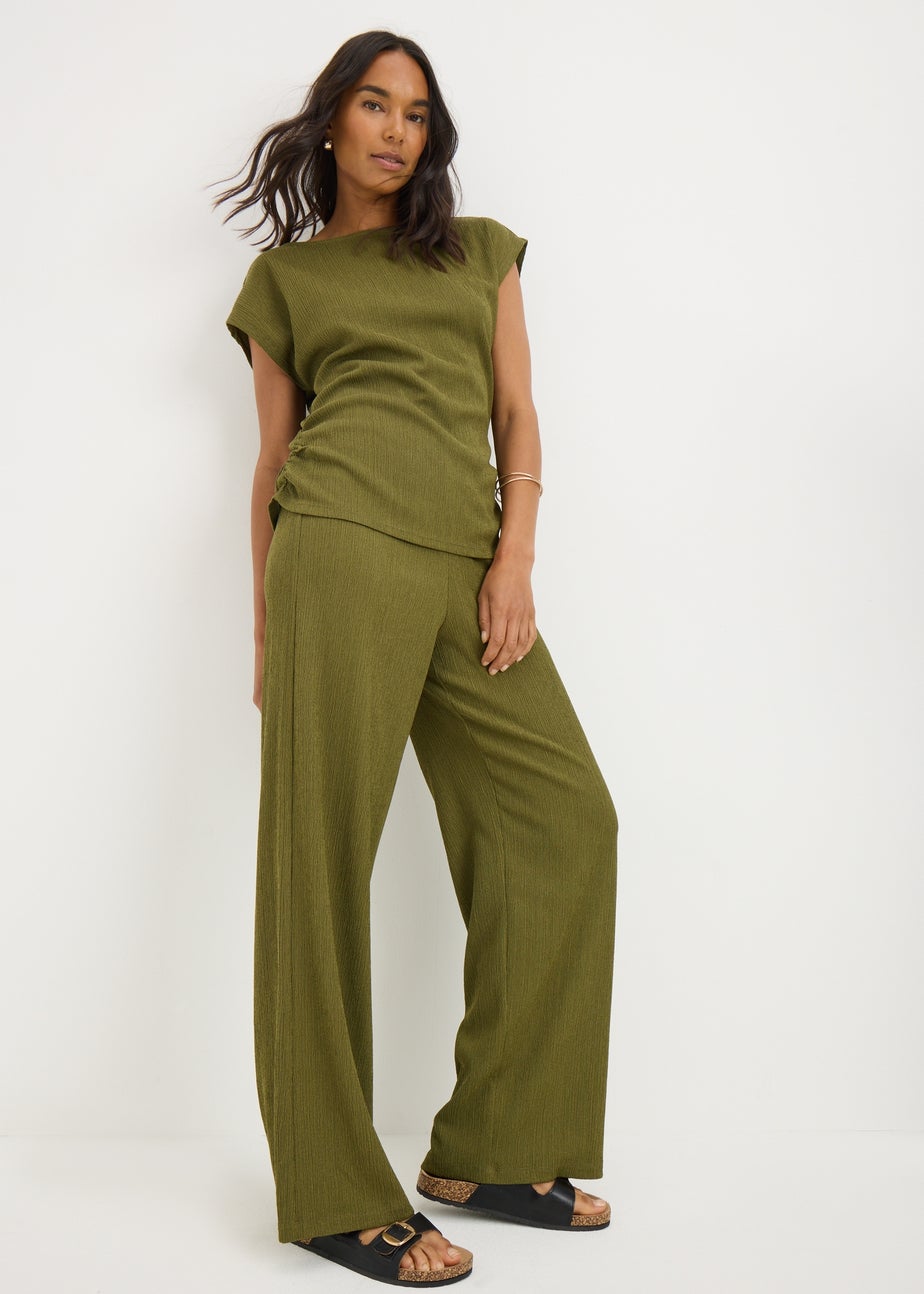 Green Textured Co-Ord Top