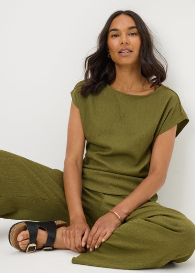Green Textured Co-Ord Top