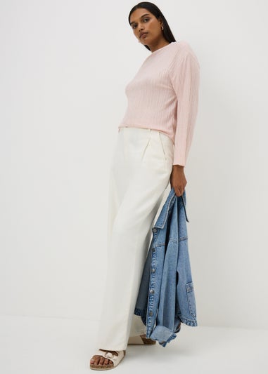 Pink Soft Touch Pleated High Neck Top