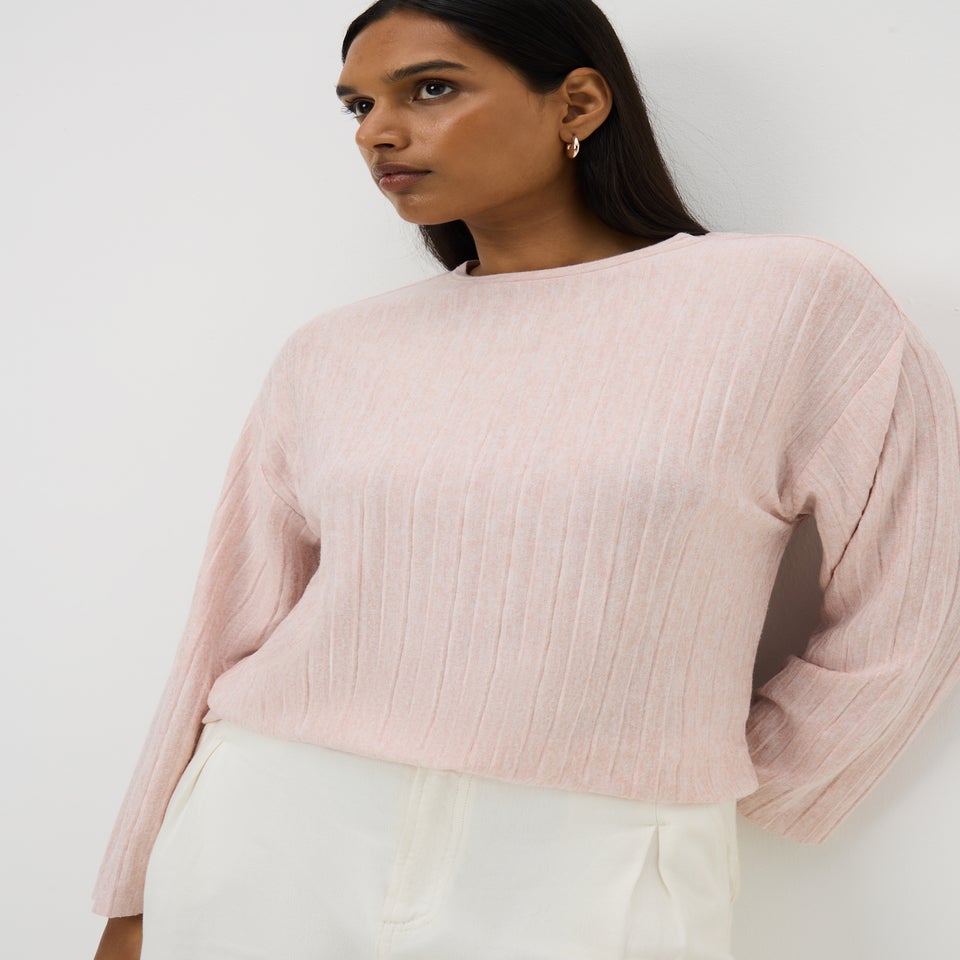 Pink Soft Touch Pleated High Neck Top