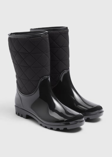 Black Quilted Wellies