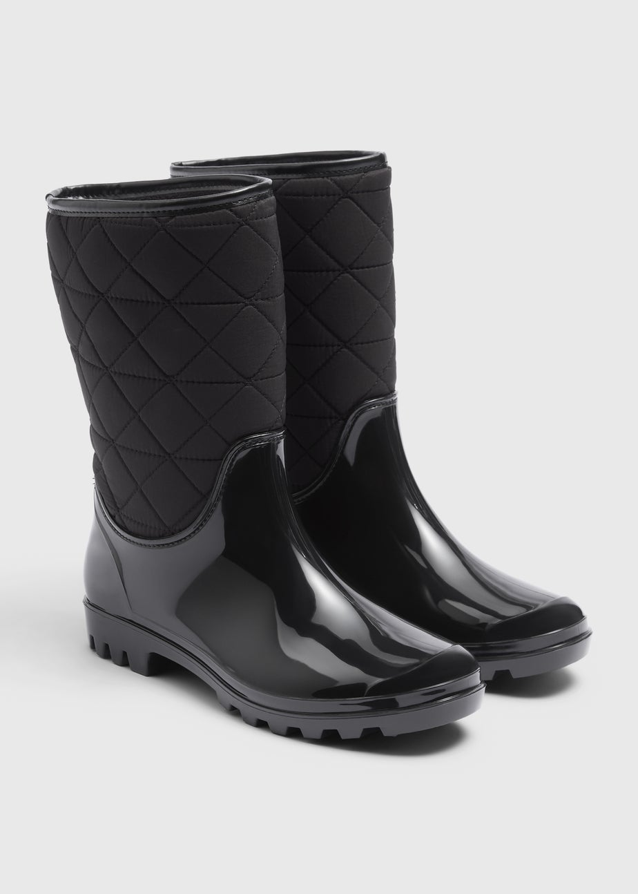 Black Quilted Wellies
