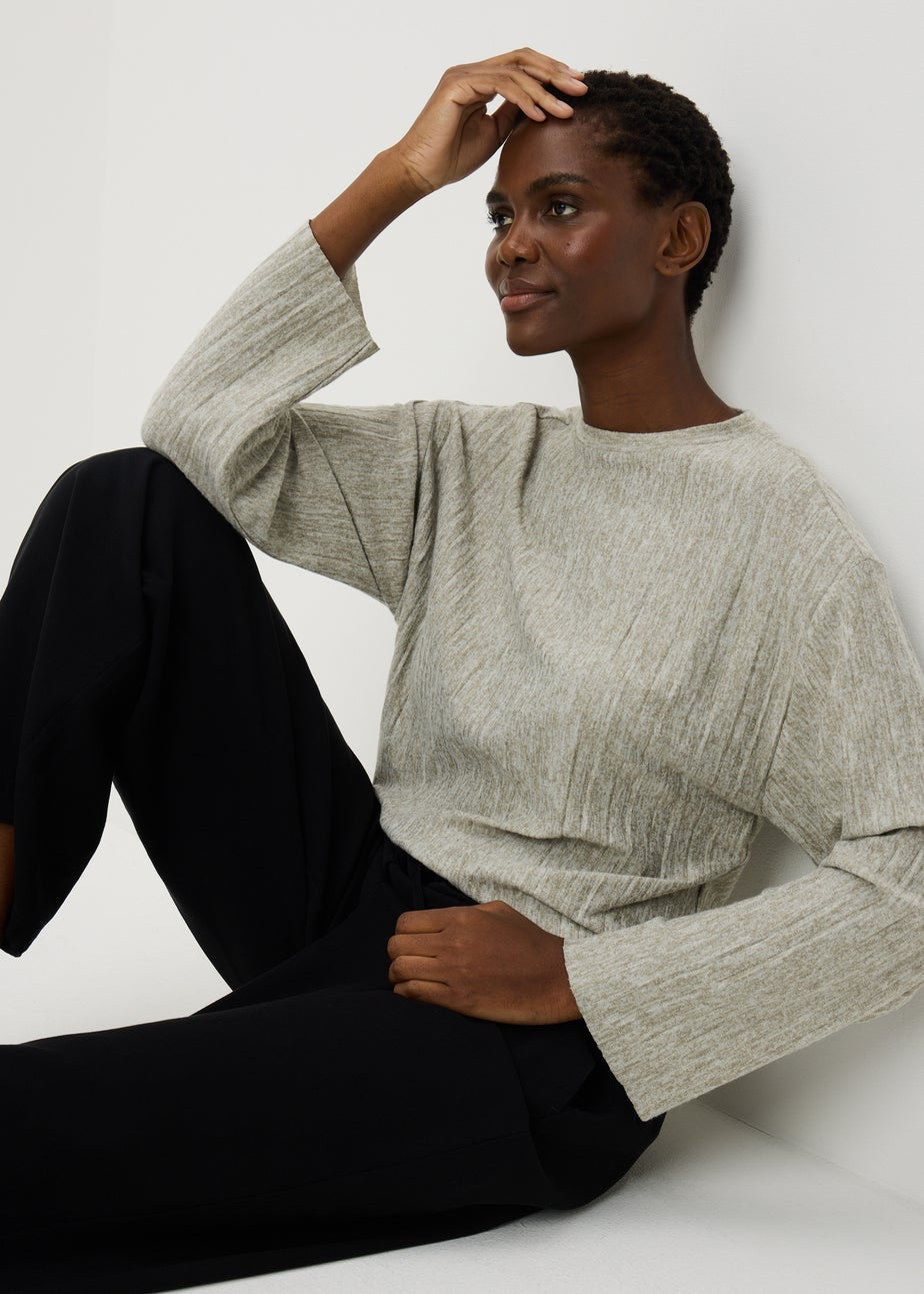 Ribbed Open Neck Sage Top