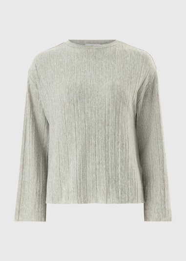 Ribbed Open Neck Sage Top