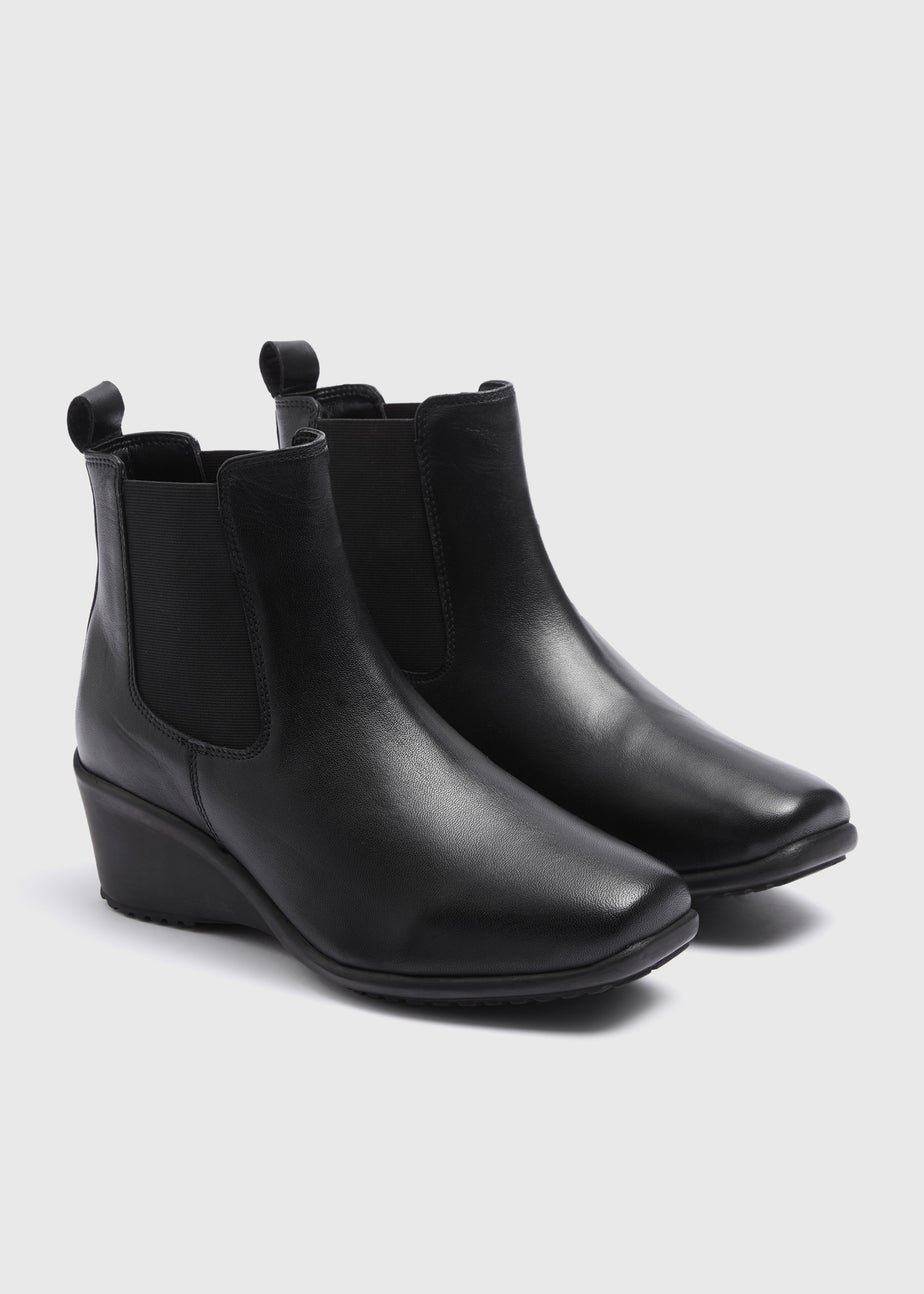 Soleflex Black Leather Wedge Boots