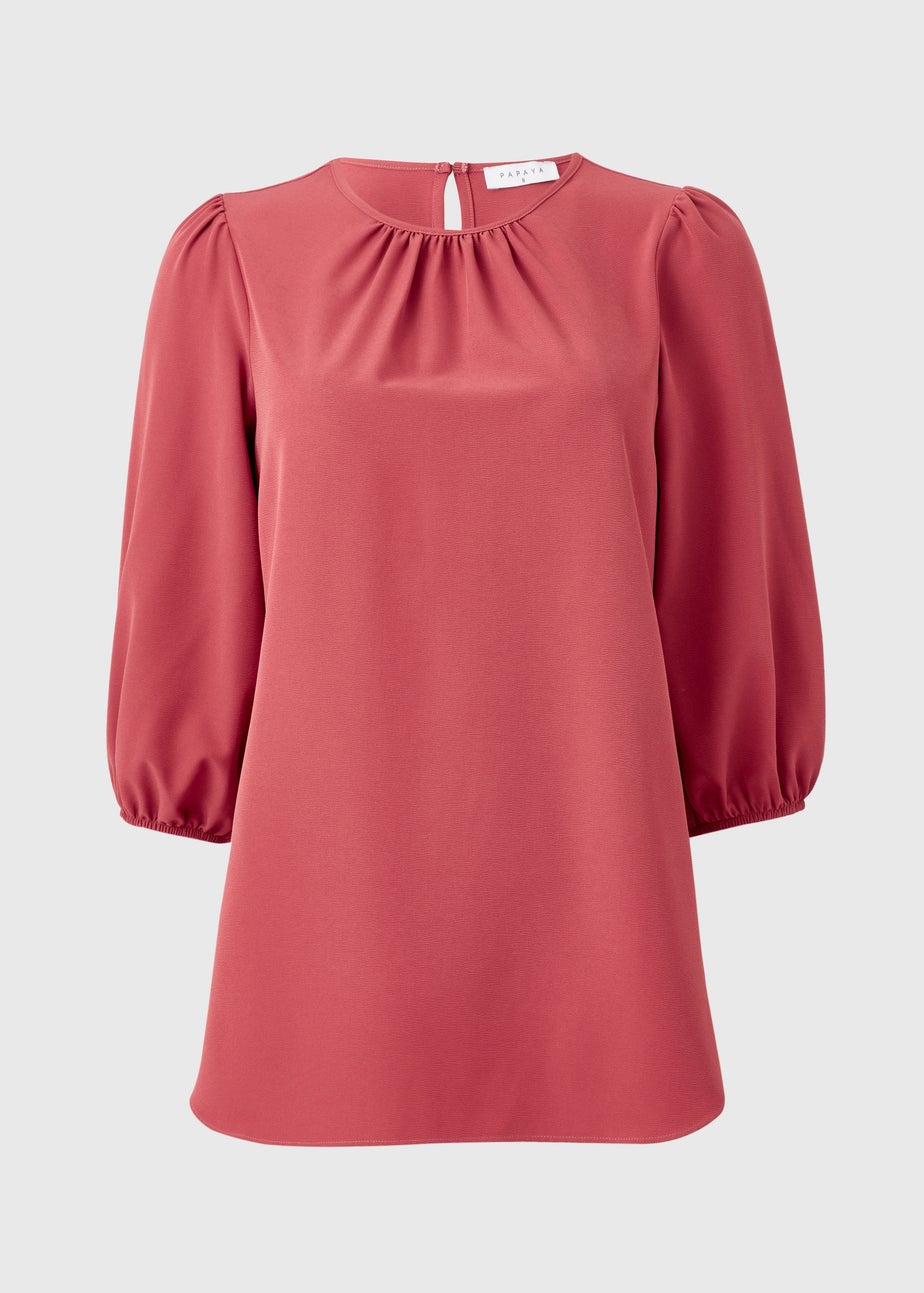 Pink Scoop Hem Blouse