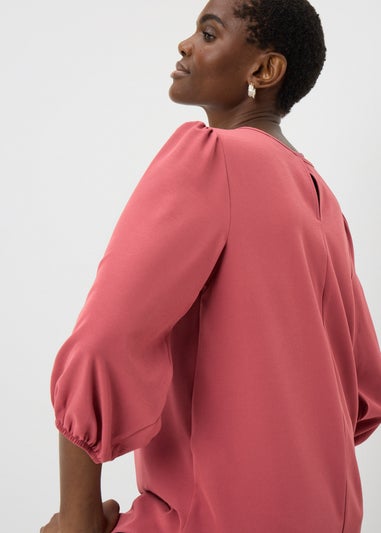 Pink Scoop Hem Blouse
