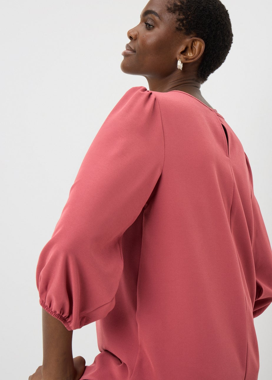 Pink Scoop Hem Blouse