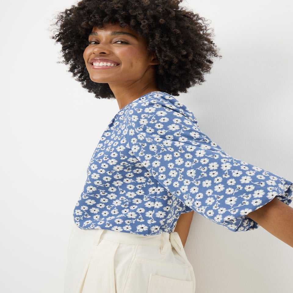 Blue Ditsy Floral Blouse
