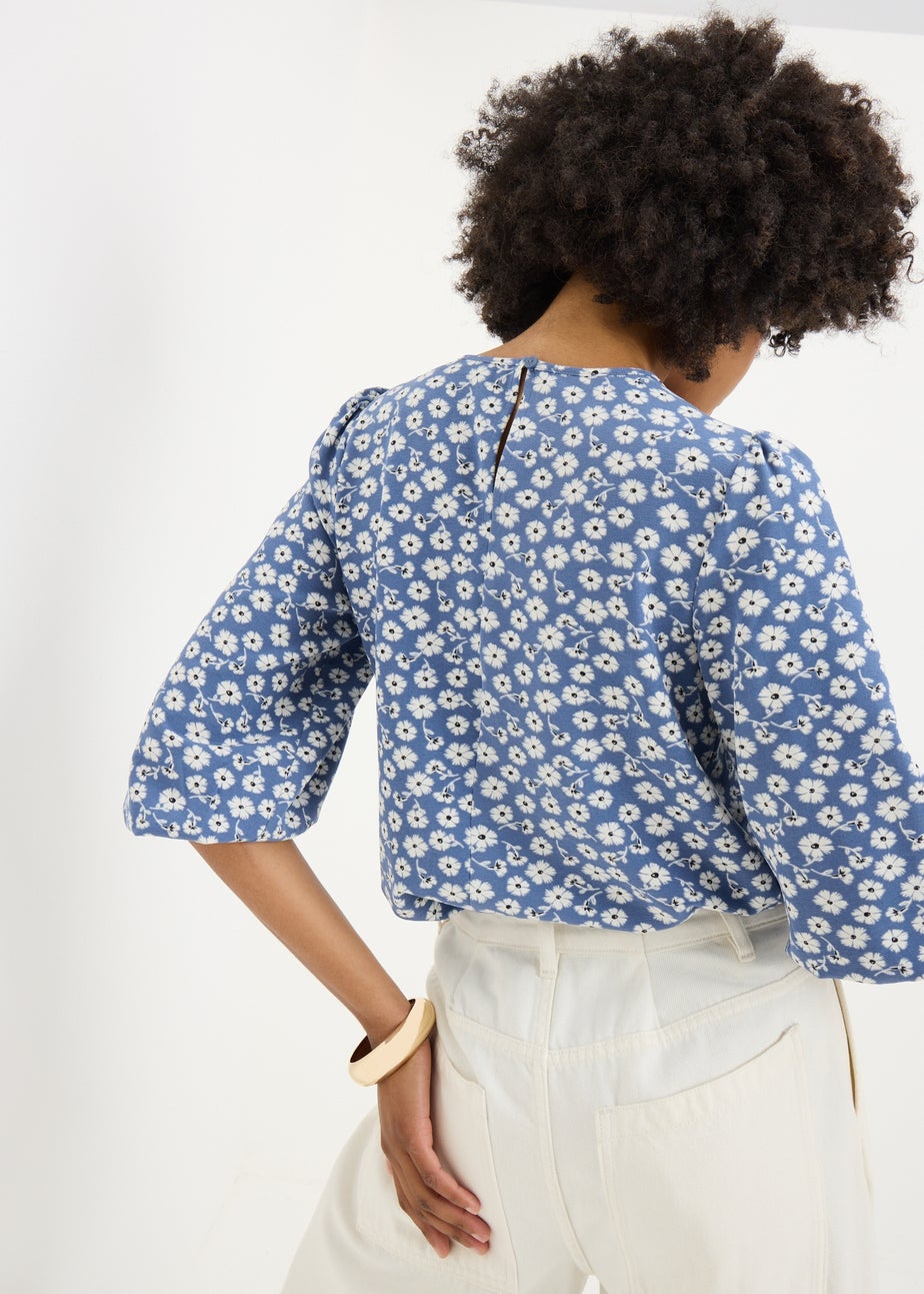 Blue Ditsy Floral Blouse
