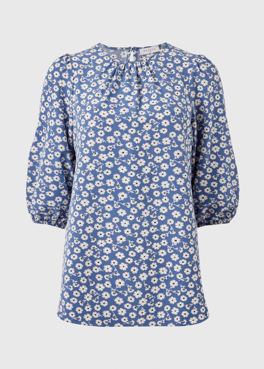 Blue Ditsy Floral Blouse