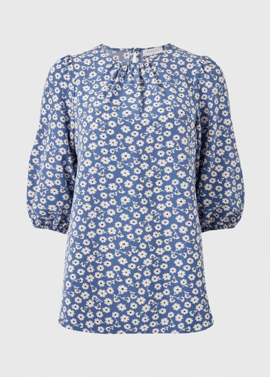 Blue Ditsy Floral Blouse