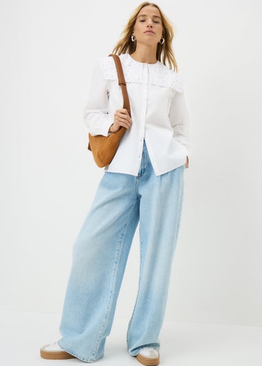 White Frill Collar Blouse