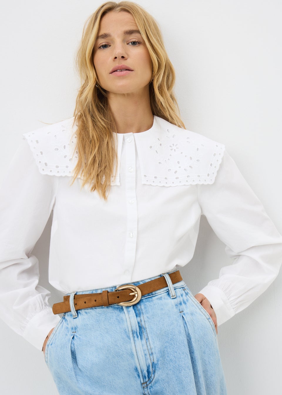 White Frill Collar Blouse