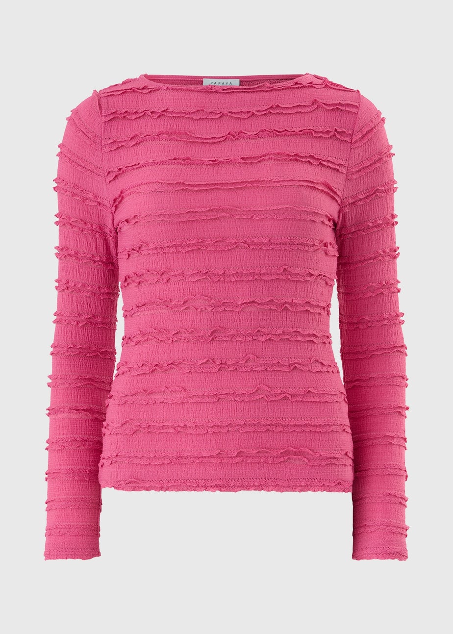 Pink Textured Long Sleeve Top