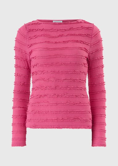 Pink Textured Long Sleeve Top