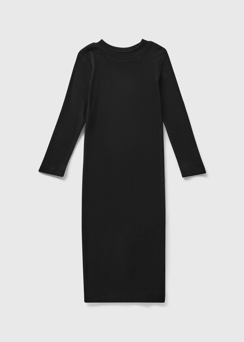 Girls Black Ribbed Dress (7-15yrs)