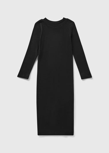 Girls Black Ribbed Dress (7-15yrs)