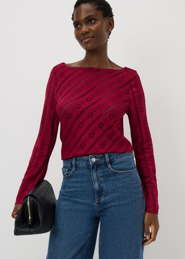 Raspberry Lace Top