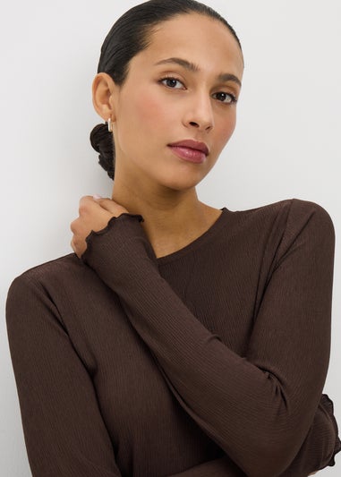 Chocolate Long Sleeve Mesh Top