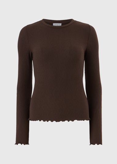 Chocolate Long Sleeve Mesh Top