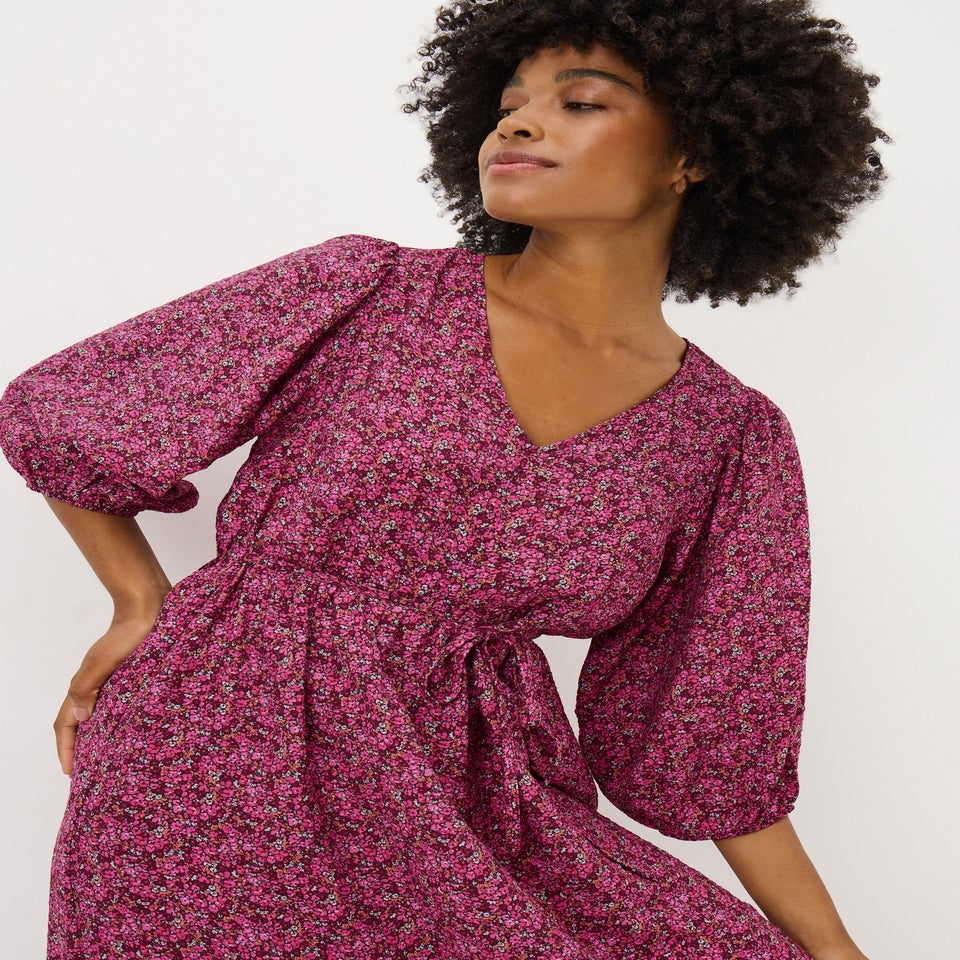 Pink Ditsy Floral Dress