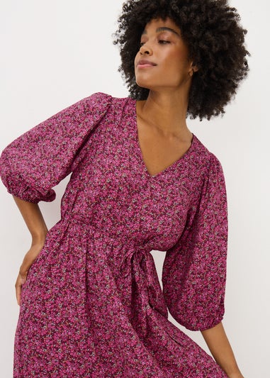 Pink Ditsy Floral Dress