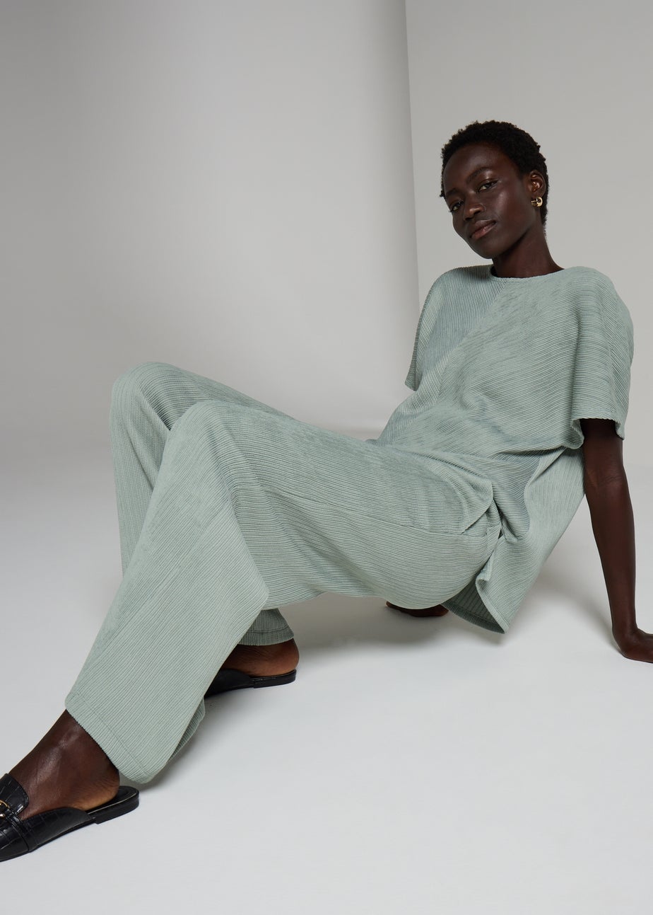 Et Vous Sage Plisse Co Ord Trousers