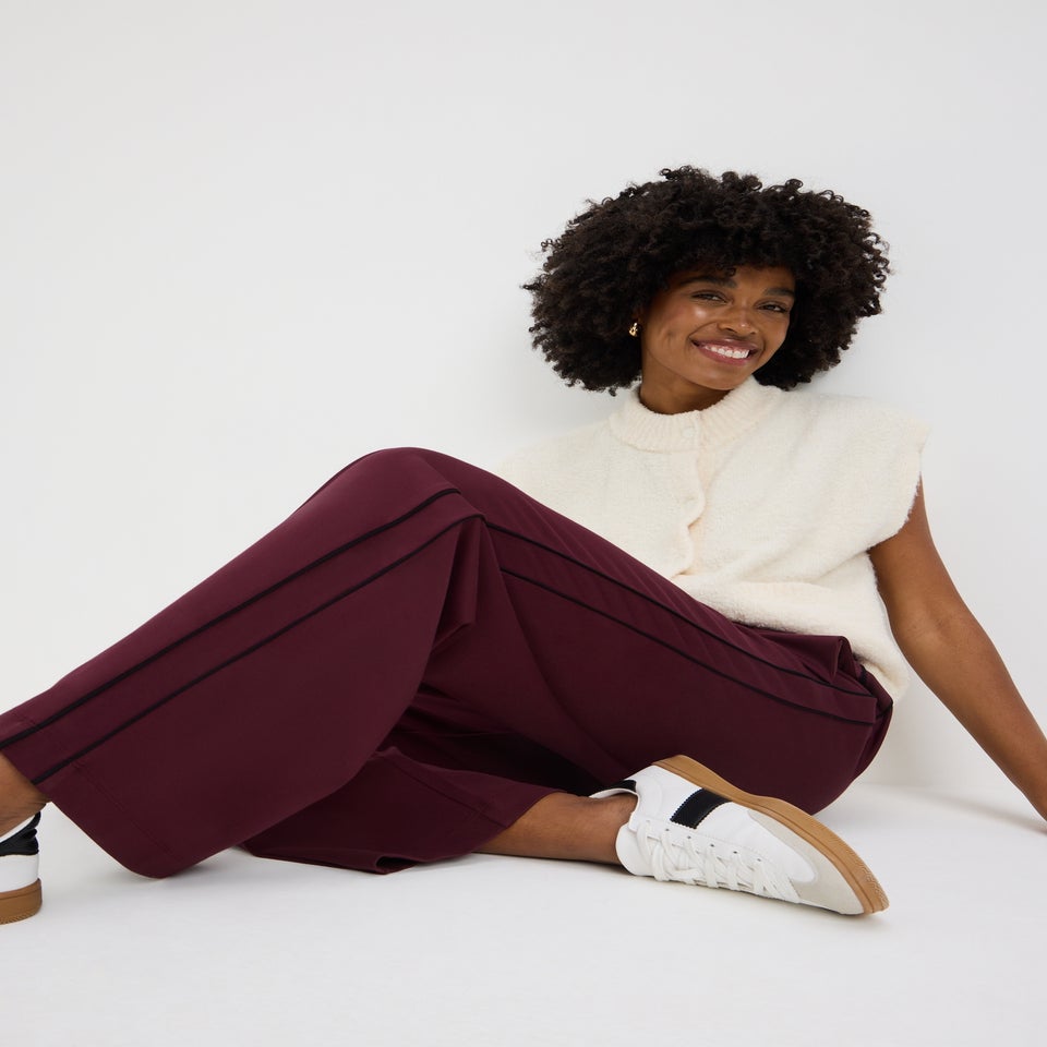 Burgundy Wide Leg Trousers
