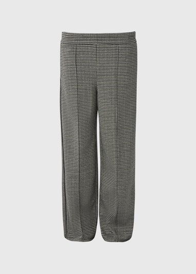 Brown Check Ponte Wide Leg Trousers