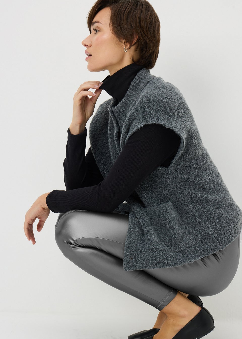 Silver Metallic Faux Leather Leggings