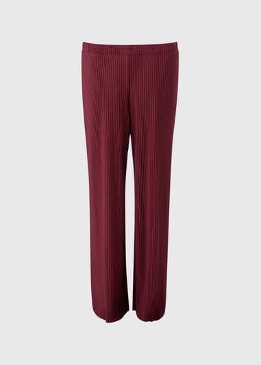 Burgundy Woven Plisse Co Ord Trousers