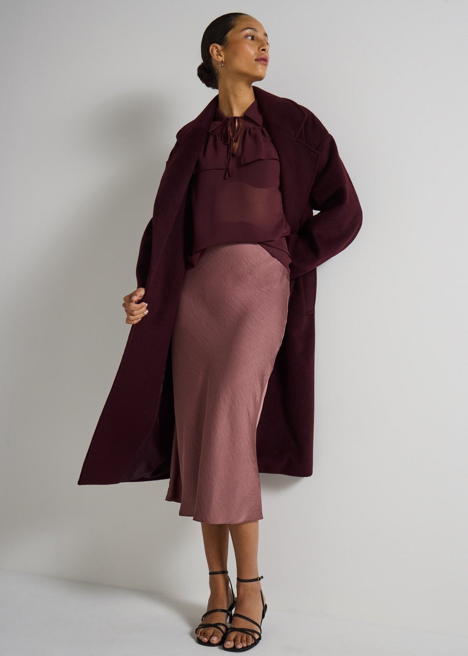 Et Vous Burgundy Frill Long Sleeve Blouse