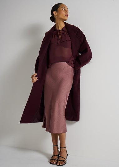 Et Vous Burgundy Frill Long Sleeve Blouse