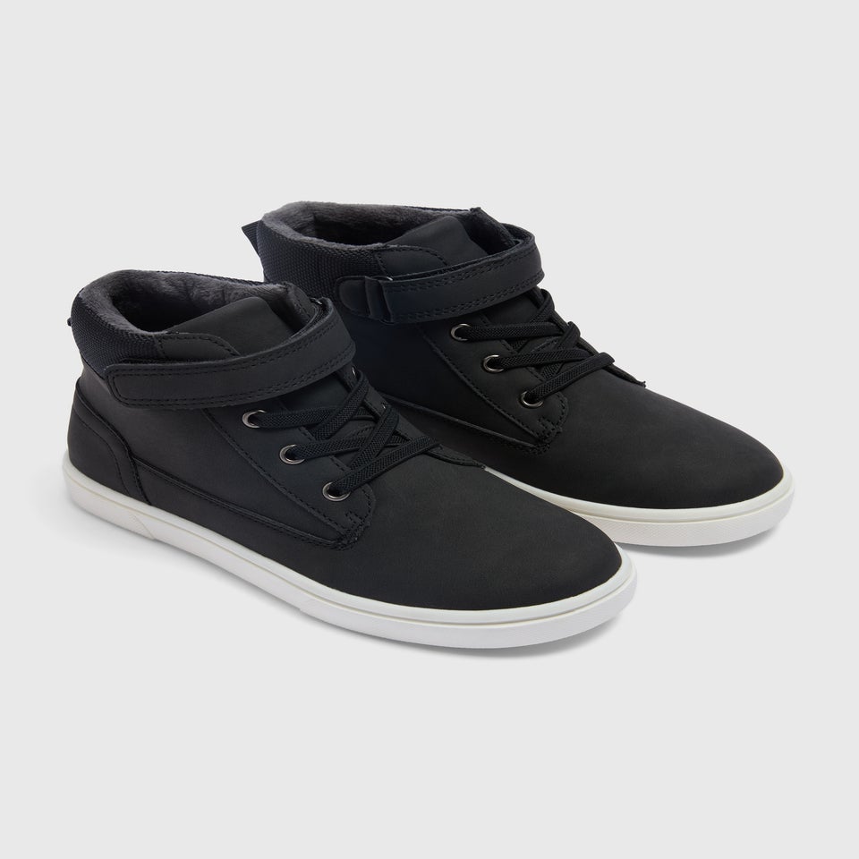 Boys Black Smart High Top Trainers (Younger 10-Older 6)